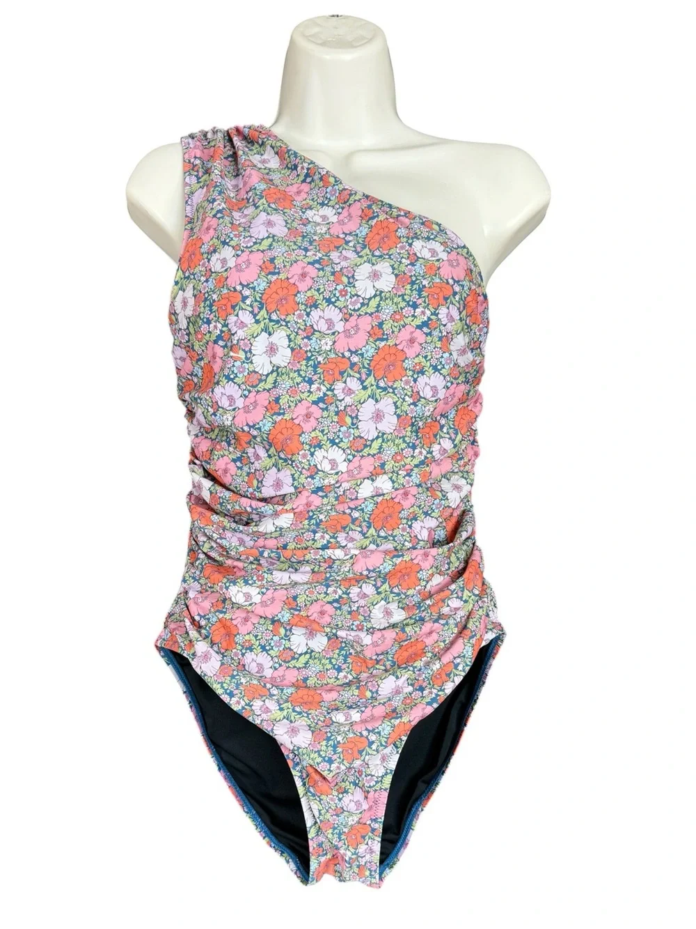 J.Crew Liberty Meadow Song One Shoulder Ruched One Piece Swimsuit Floral Size 4
